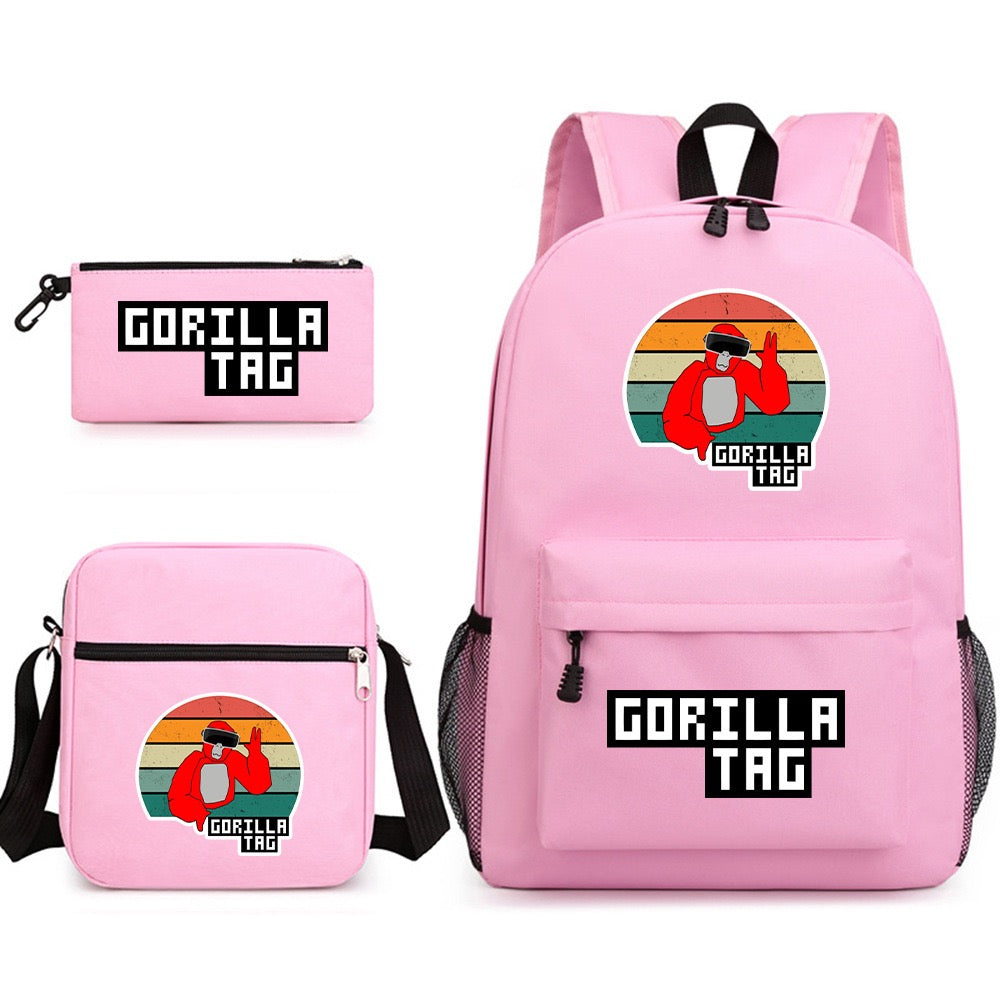 Gorilla Tag SchoolBag Backpack Shoulder Bag Book Pencil Bags 3pcs Set