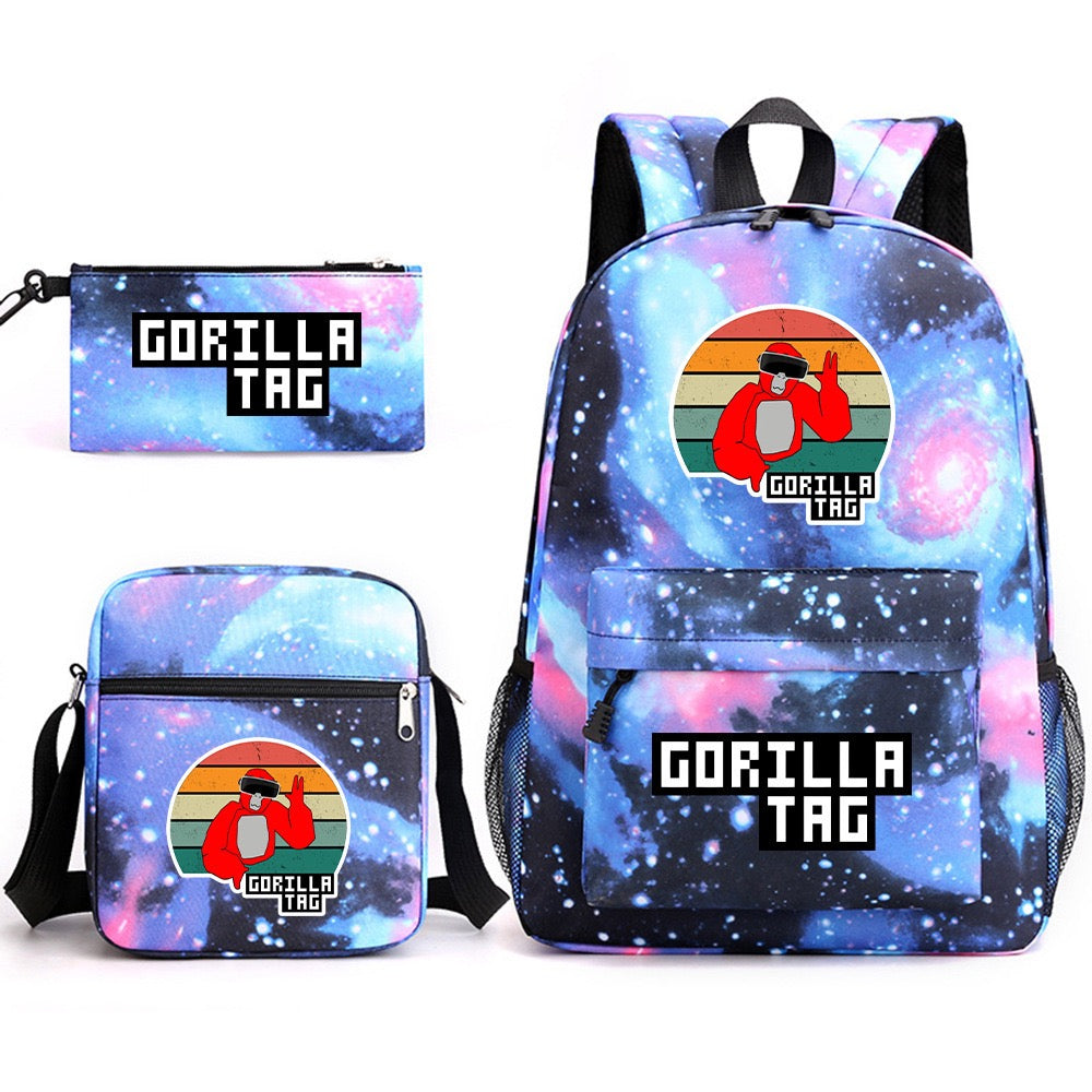 Gorilla Tag SchoolBag Backpack Shoulder Bag Book Pencil Bags 3pcs Set