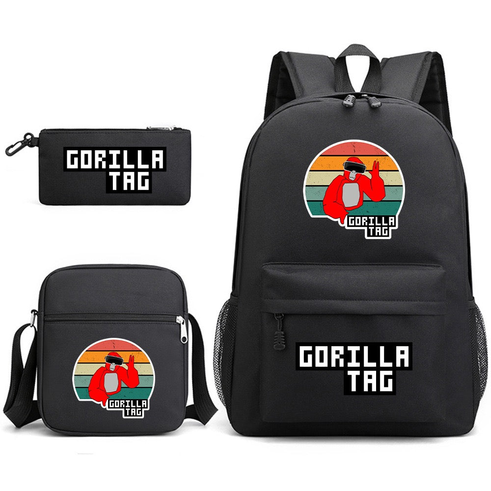 Gorilla Tag SchoolBag Backpack Shoulder Bag Book Pencil Bags 3pcs Set