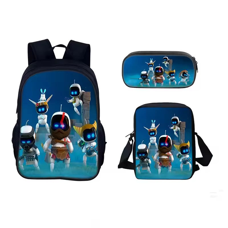 Astro Bot Schoolbag Backpack Lunch Bag Pencil Case 3pcs Set Gift for Kids Students