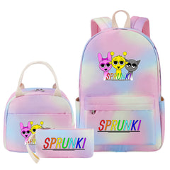 Sprunki Pink Starry Sky SchoolBag Backpack Lunch Box Bag Book Pencil Bags 3pcs Set