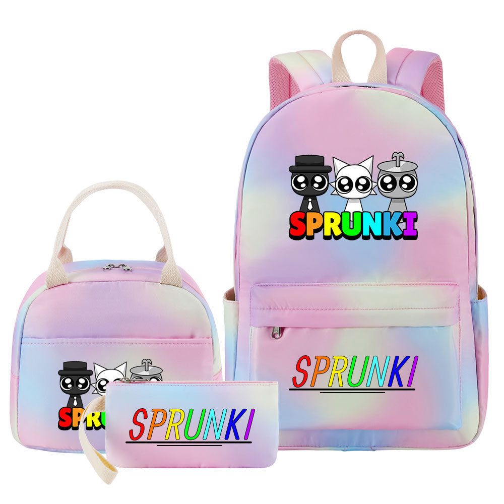 Sprunki Pink Starry Sky SchoolBag Backpack Lunch Box Bag Book Pencil Bags 3pcs Set