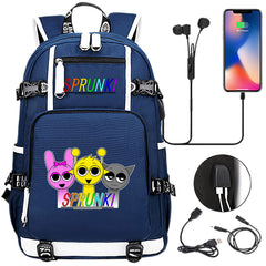 Sprunki USB Charging Backpack School NoteBook Laptop Travel Bags