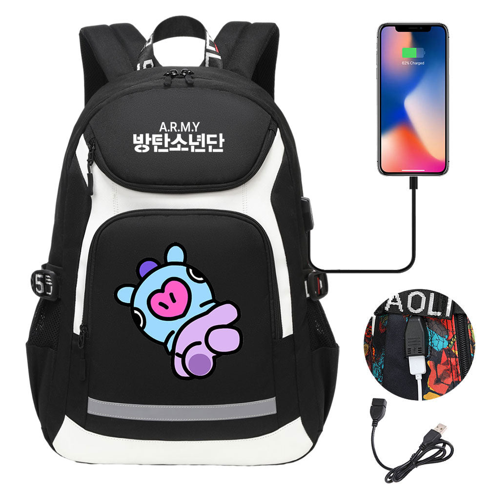 Kpop BTS Mang USB Charging Backpack School NoteBook Laptop Travel Bags – BAG PICKY
