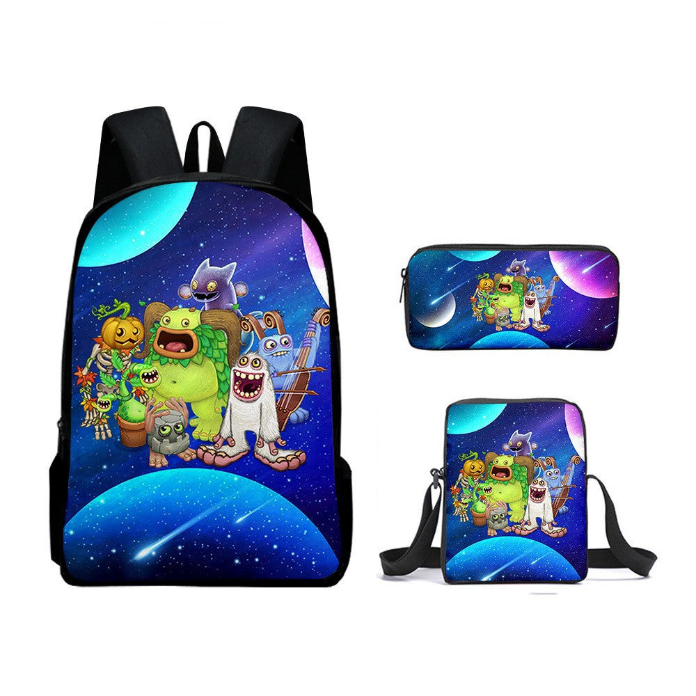 My Singing Monsters Schoolbag Backpack Lunch Bag Pencil Case 3pcs Set Gift for Kids Students