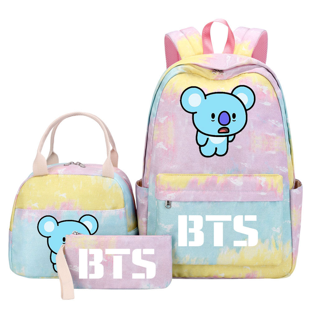 BTS Koya Pink Starry Sky SchoolBag Backpack Lunch Box Bag Book Pencil Bags 3pcs Set