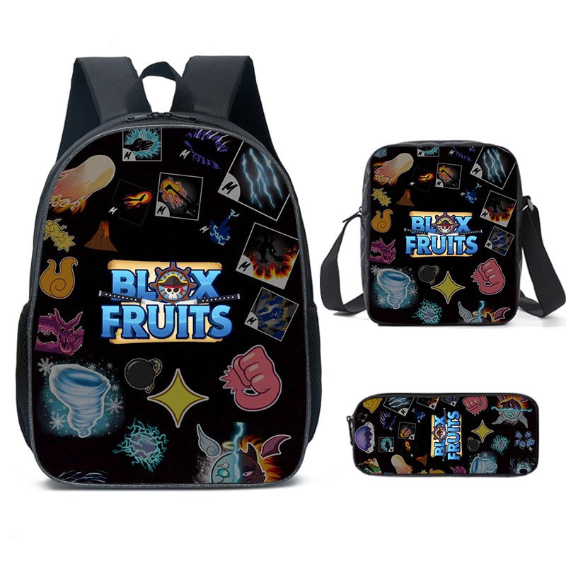 Blox Fruits Schoolbag Backpack Lunch Bag Pencil Case 3pcs Set Gift for Kids Students