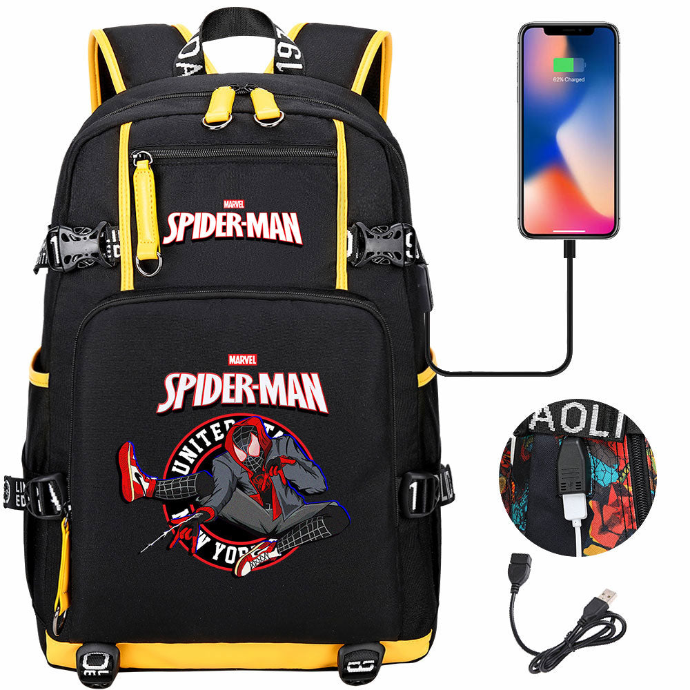 Spider Man Across the Spider Verse USB Charging Backpack School NoteBook Laptop Travel Bags
