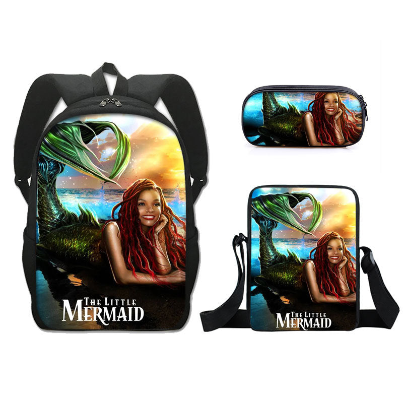 The Little Mermaid  Schoolbag Backpack Lunch Bag Pencil Case 3pcs Set Gift for Kids Students