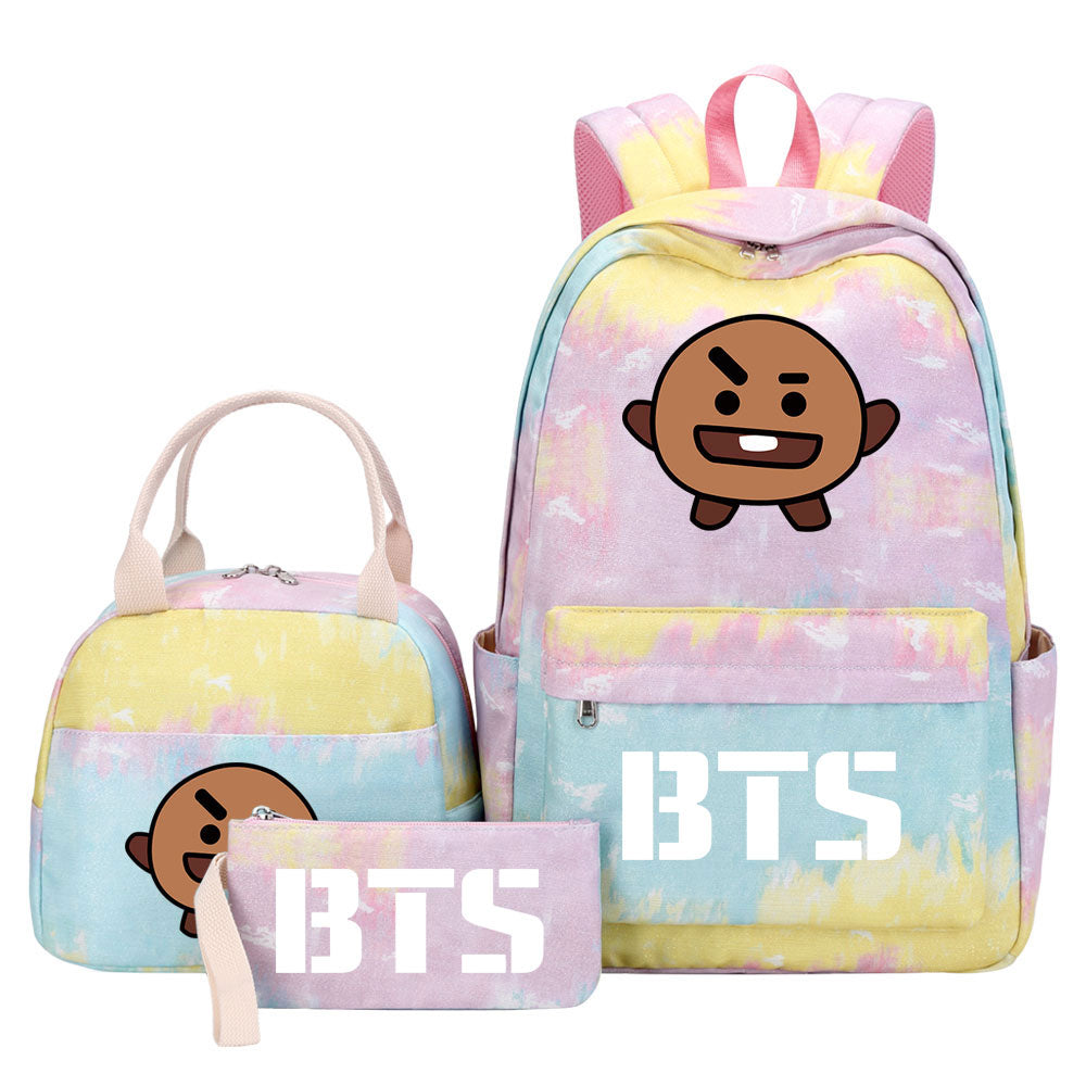 BTS Shooky Pink Starry Sky SchoolBag Backpack Lunch Box Bag Book Pencil Bags 3pcs Set