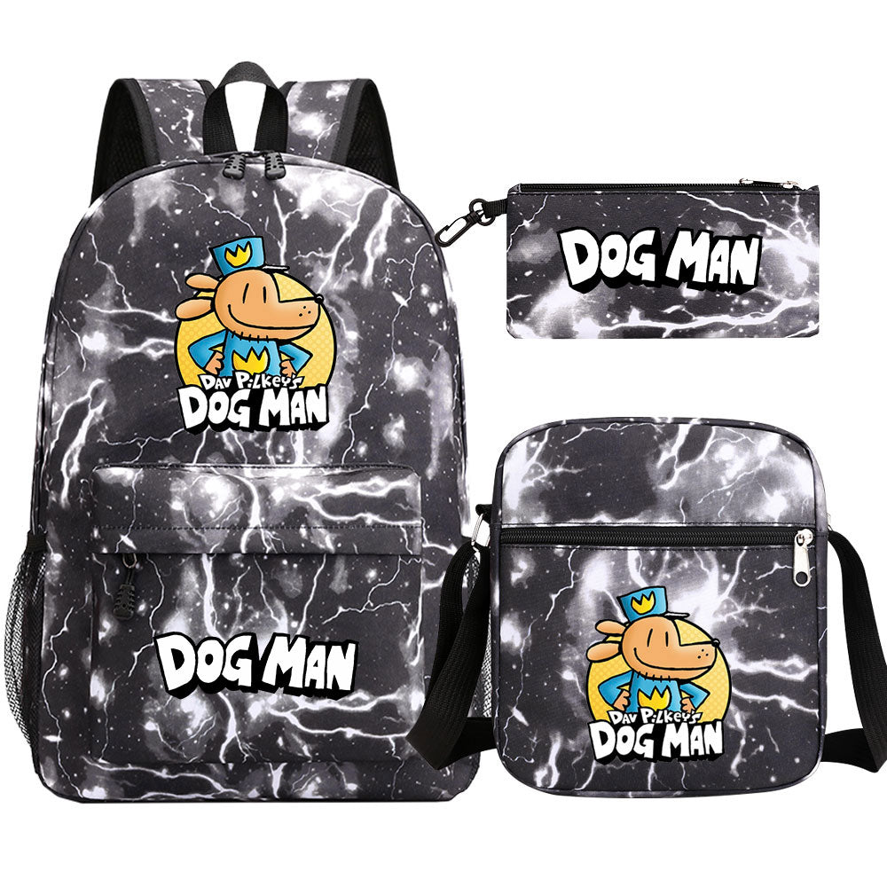 Dog Man School Bag Backpack Shoulder Bag Book Pencil Bags  3pcs Set