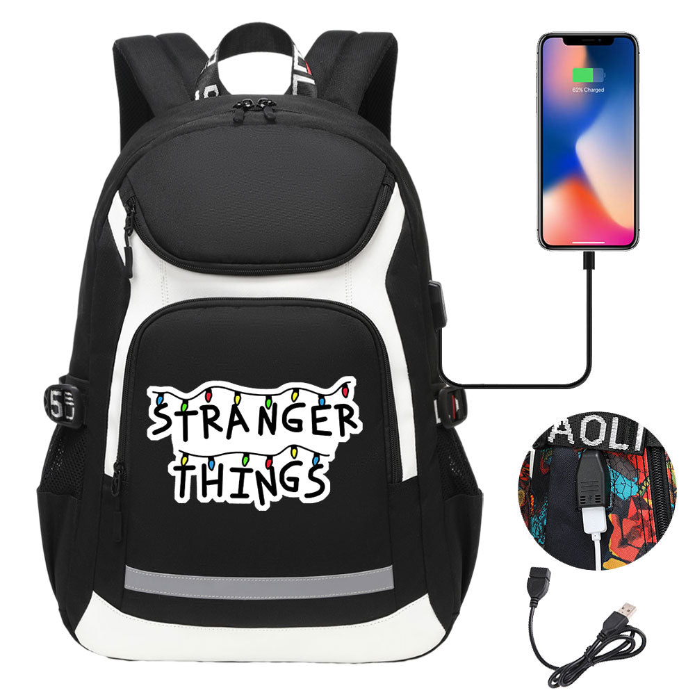 Strangers Things USB Charging Backpack School NoteBook Laptop Travel Bags