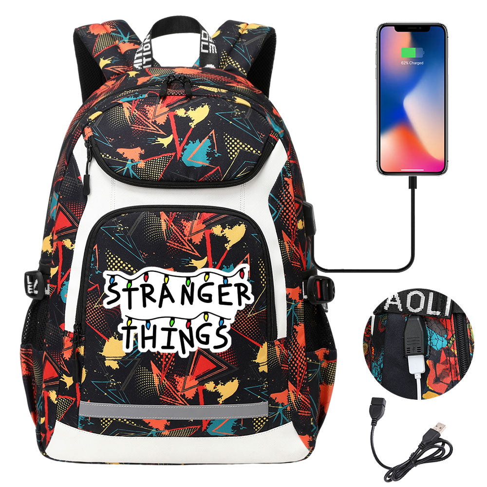 Strangers Things USB Charging Backpack School NoteBook Laptop Travel Bags