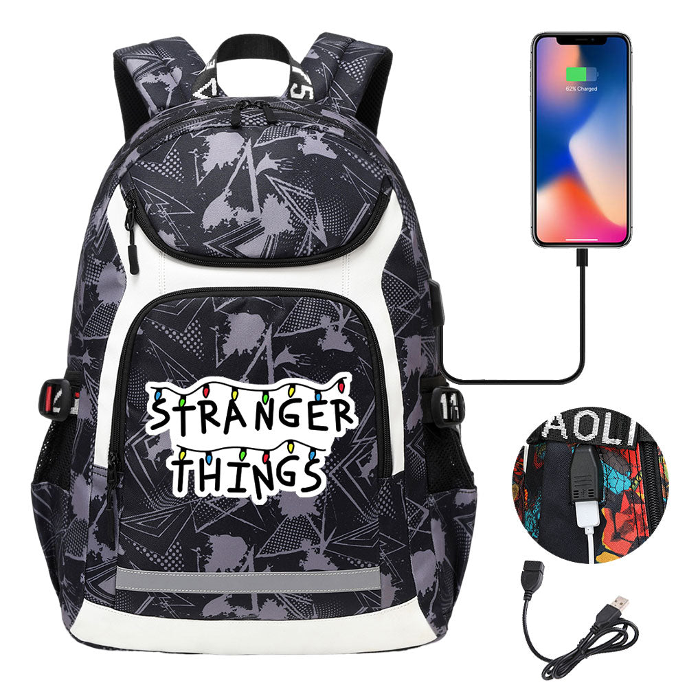 Strangers Things USB Charging Backpack School NoteBook Laptop Travel Bags