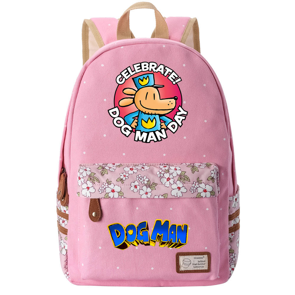 Dog Man Fashion Canvas Travel Backpack School Bag