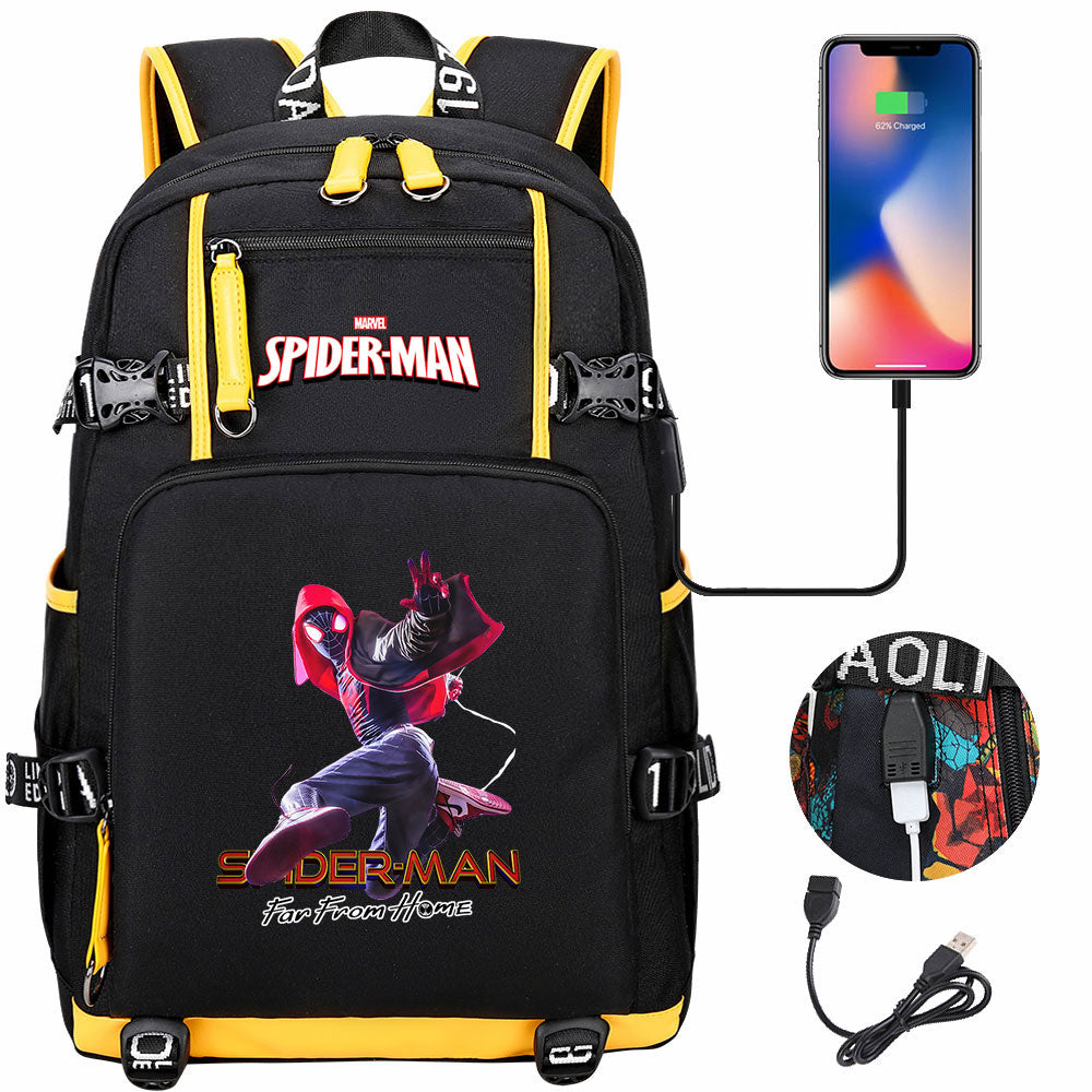 Spider Man Across the Spider Verse USB Charging Backpack School NoteBook Laptop Travel Bags