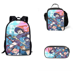 Little Witch Academia Schoolbag Backpack Lunch Bag Pencil Case 3pcs Set Gift for Kids Students