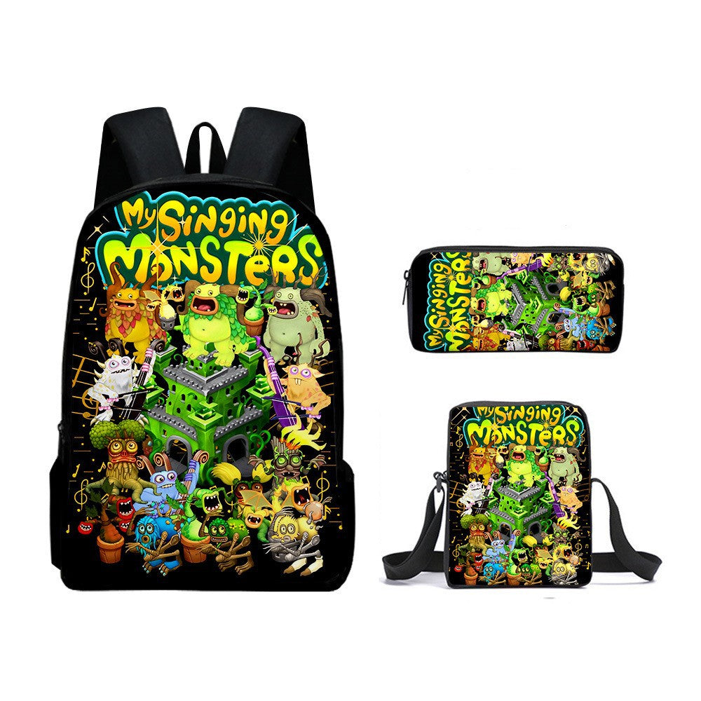 My Singing Monsters Schoolbag Backpack Lunch Bag Pencil Case 3pcs Set Gift for Kids Students