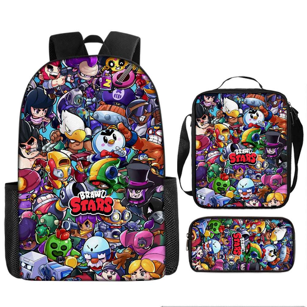 Brawl Stars Schoolbag Backpack Lunch Bag Pencil Case 3pcs Set Gift for Kids Students