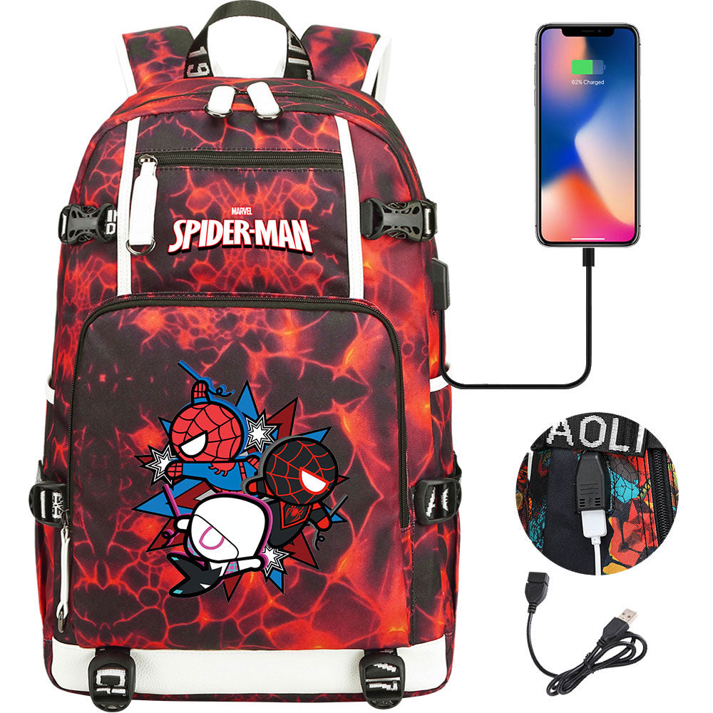 Spider Man Across the Spider Verse USB Charging Backpack School NoteBook Laptop Travel Bags
