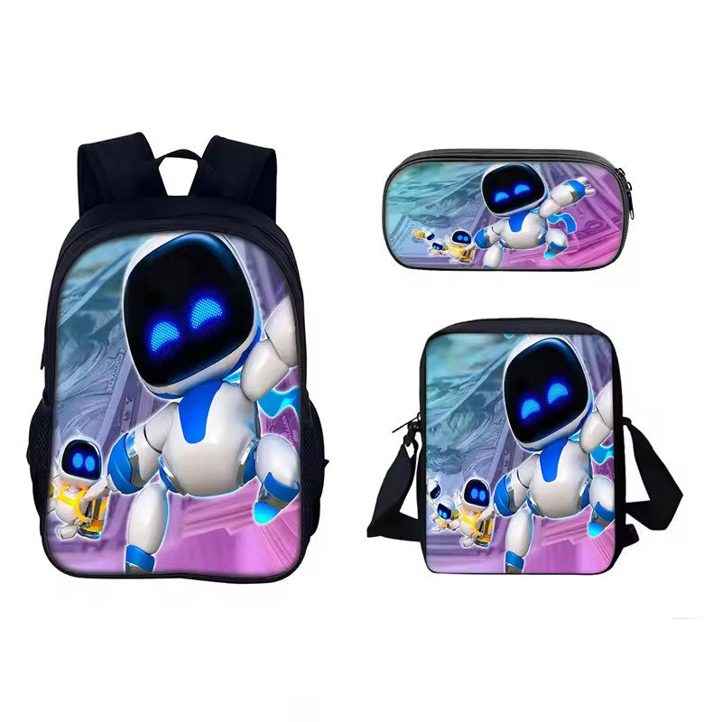 Astro Bot Schoolbag Backpack Lunch Bag Pencil Case 3pcs Set Gift for Kids Students