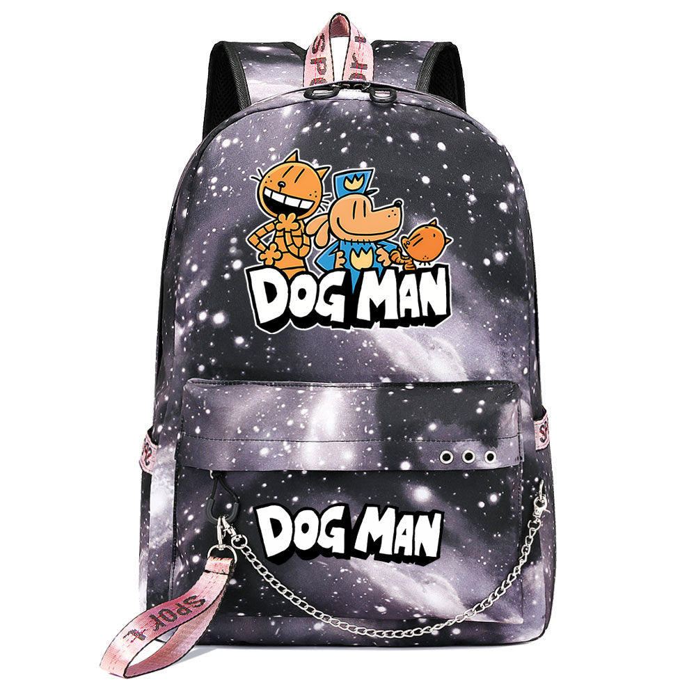 Dog Man USB Charging Backpack Shoolbag Notebook Bag Gifts for Kids Students