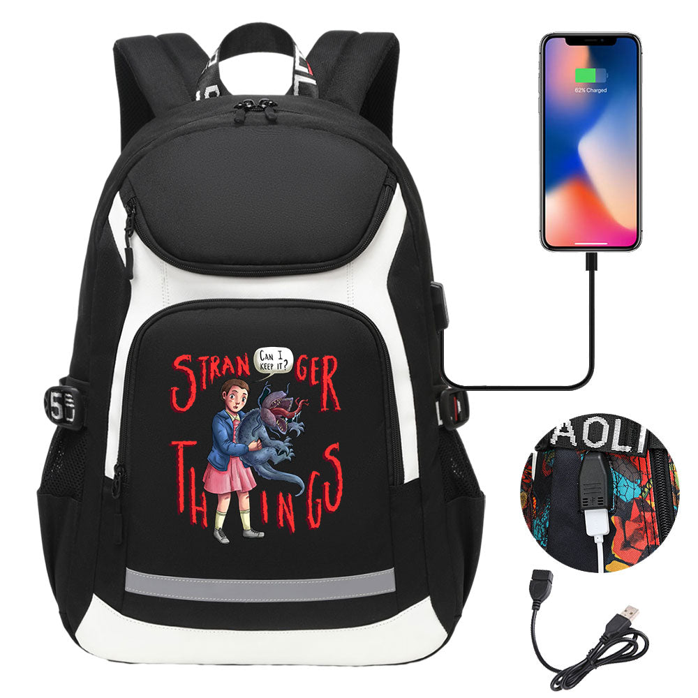 Strangers Things El USB Charging Backpack School NoteBook Laptop Travel Bags