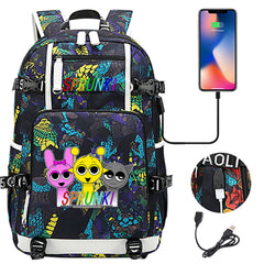 Sprunki USB Charging Backpack School NoteBook Laptop Travel Bags