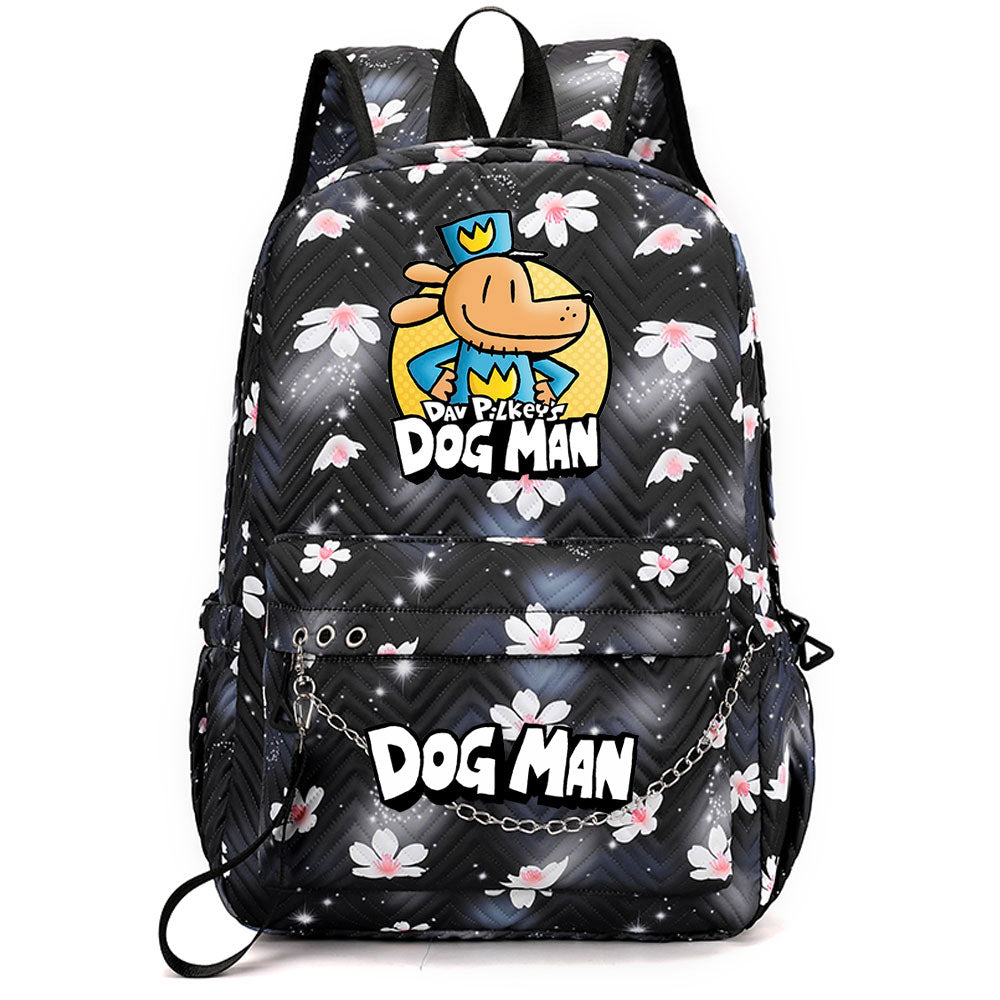 Dog Man USB Charging Backpack Shoolbag Notebook Bag Gifts for Kids Students