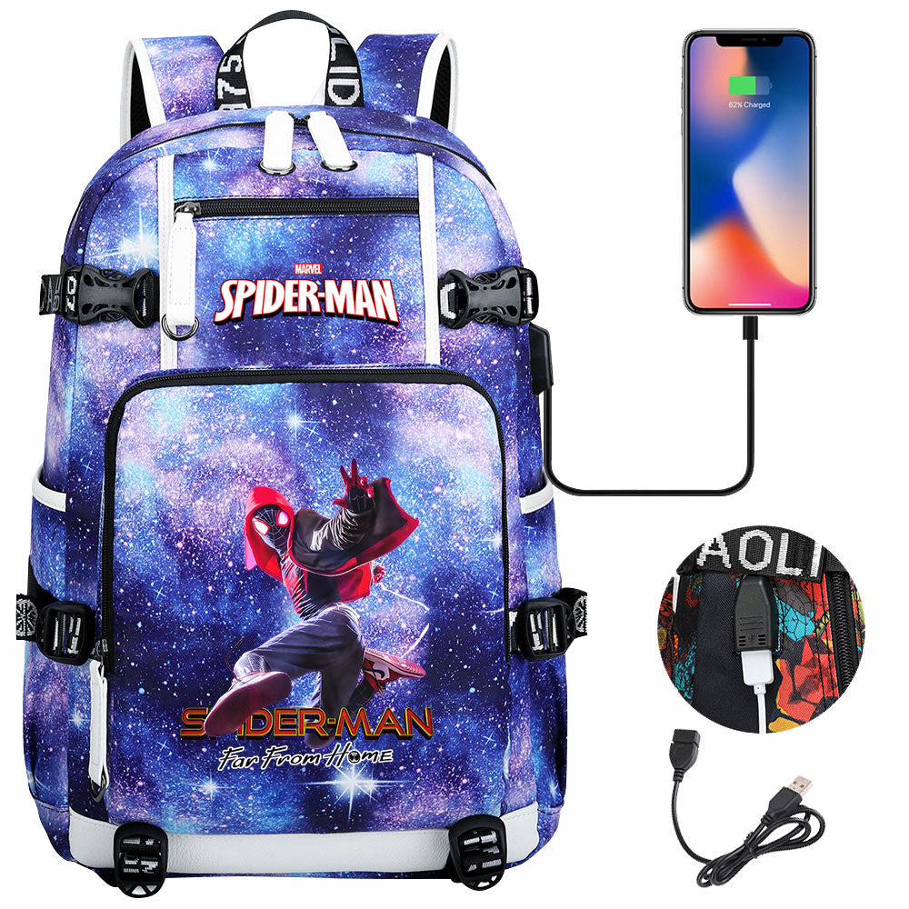 Spider Man Across the Spider Verse USB Charging Backpack School NoteBook Laptop Travel Bags