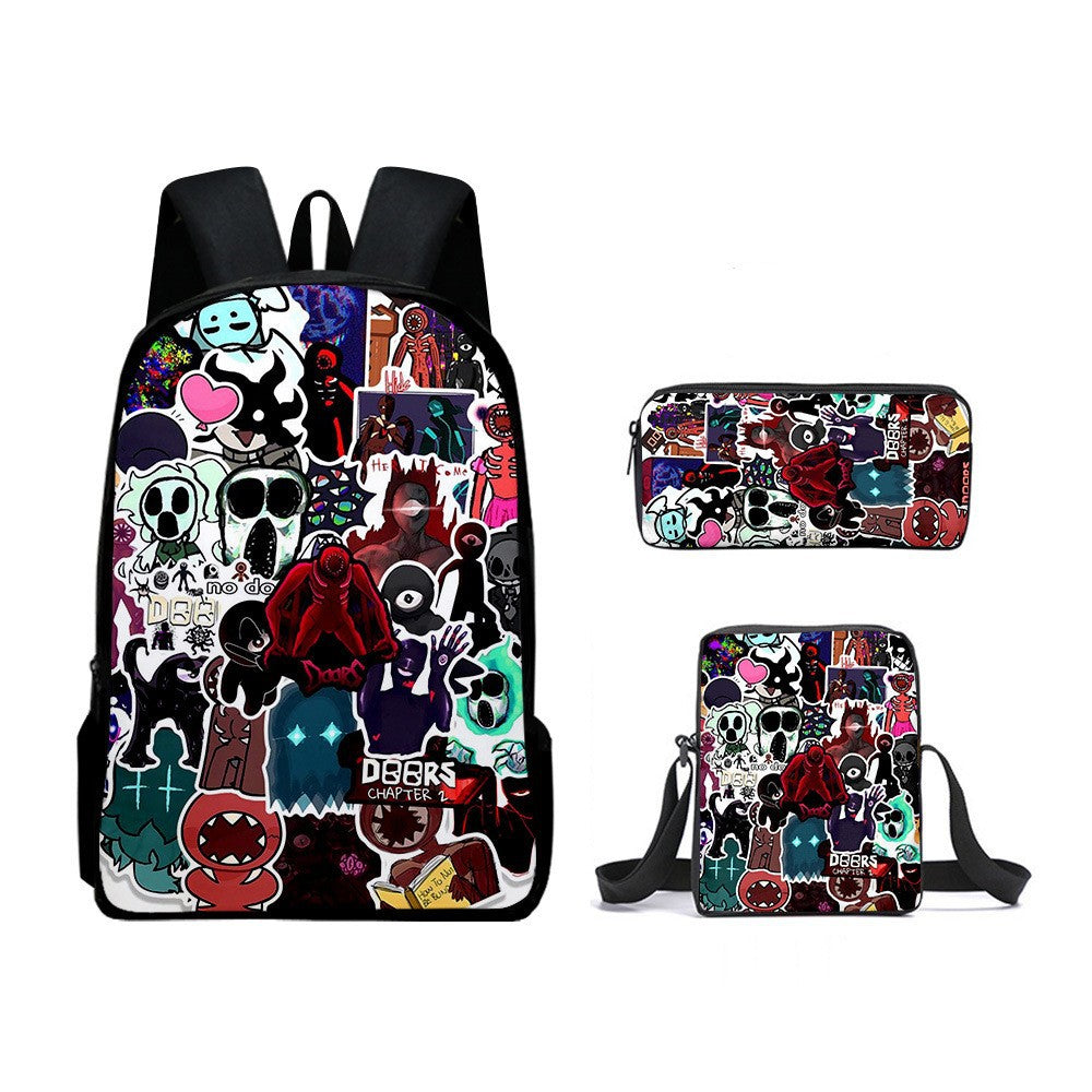Roblox Doors Schoolbag Backpack Lunch Bag Pencil Case 3pcs Set Gift for Kids Students