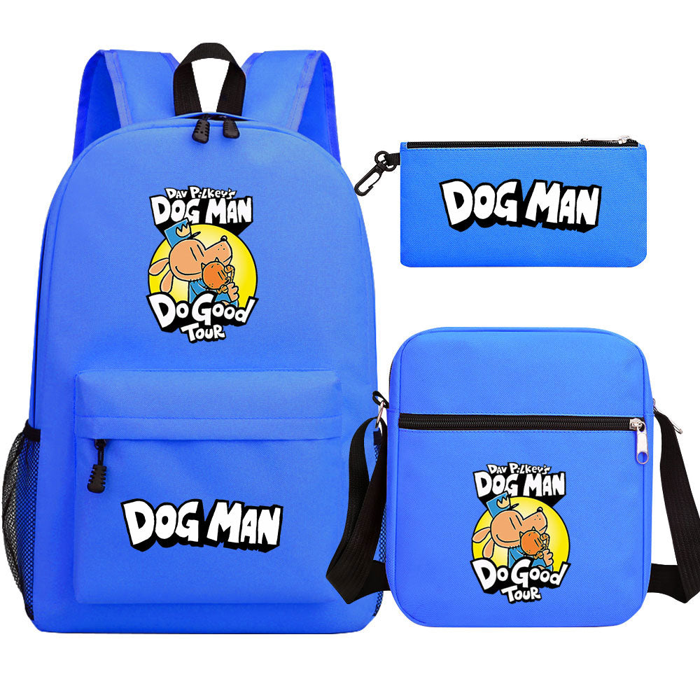 Dog Man School Bag Backpack Shoulder Bag Book Pencil Bags  3pcs Set