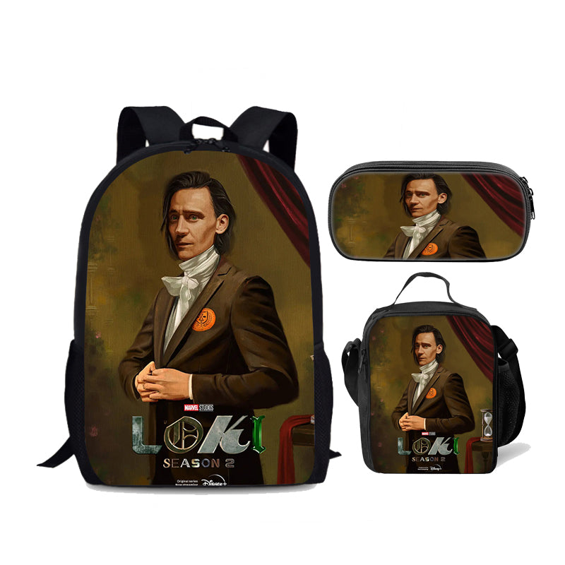 Loki Superhero Schoolbag Backpack Lunch Bag Pencil Case 3pcs Set Gift for Kids Students