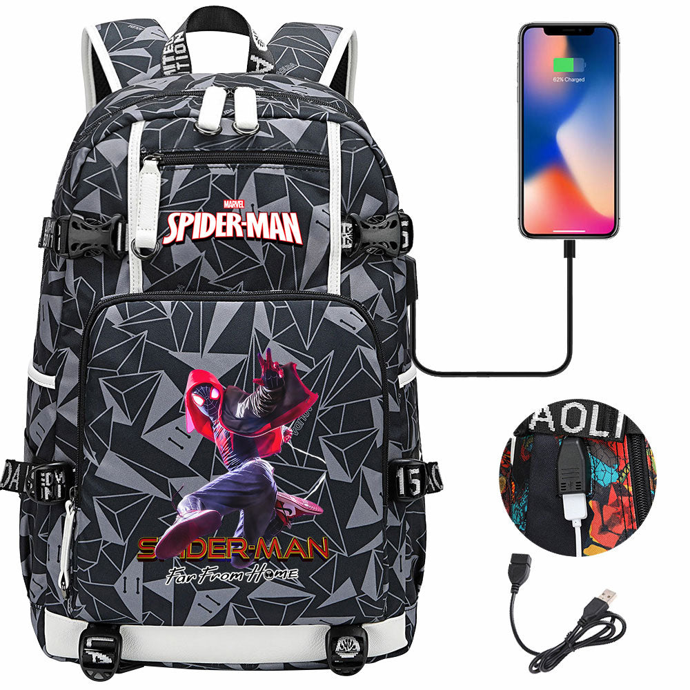 Spider Man Across the Spider Verse USB Charging Backpack School NoteBook Laptop Travel Bags