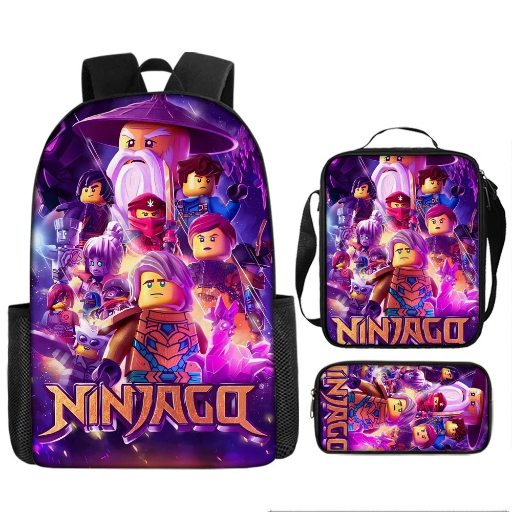 Ninjago Schoolbag Backpack Lunch Bag Pencil Case 3pcs Set Gift for Kids Students