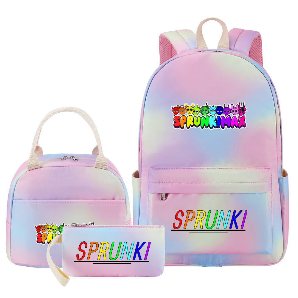 Sprunki Pink Starry Sky SchoolBag Backpack Lunch Box Bag Book Pencil Bags 3pcs Set