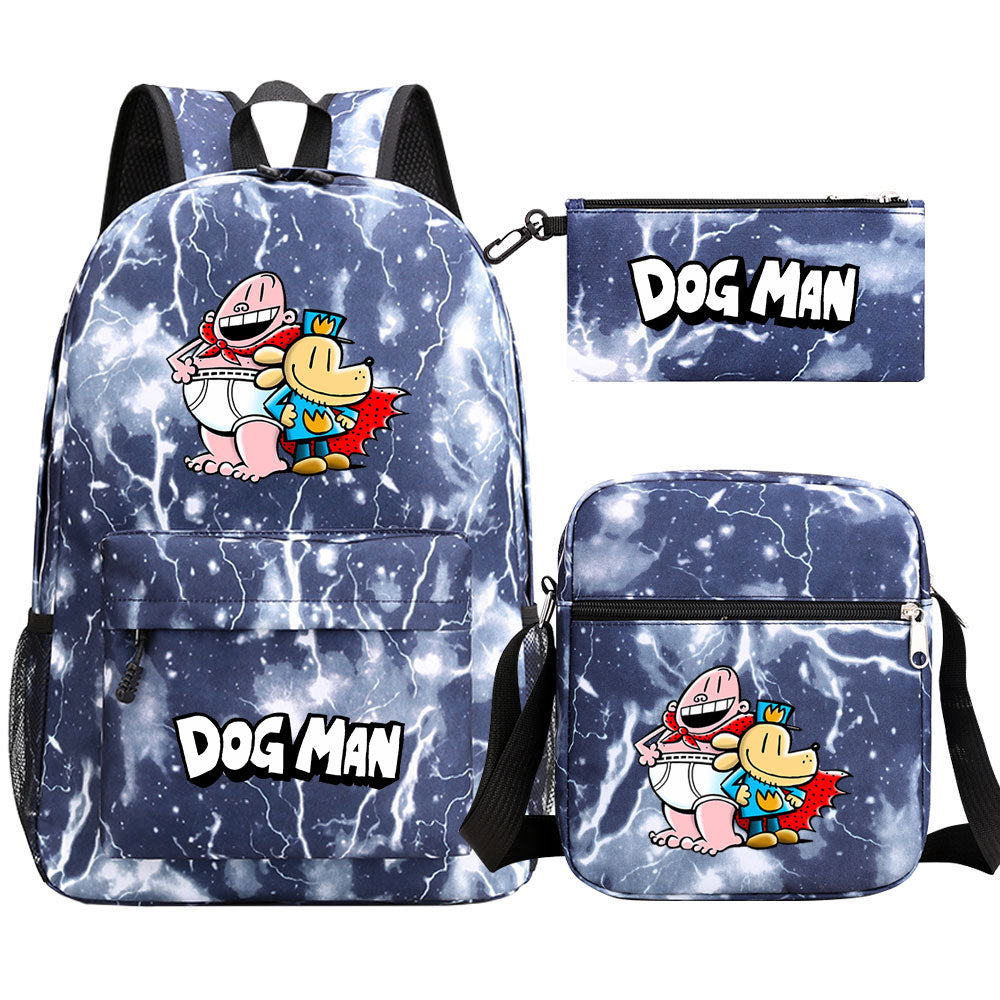 Dog Man School Bag Backpack Shoulder Bag Book Pencil Bags  3pcs Set