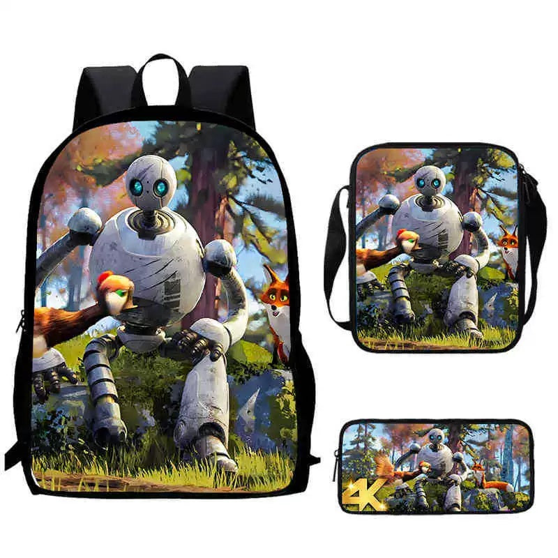 The Wild Robot Schoolbag Backpack Lunch Bag Pencil Case 3pcs Set Gift for Kids Students