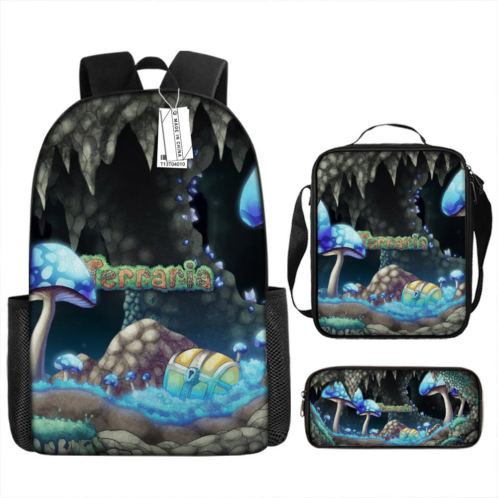 Terraria Schoolbag Backpack Lunch Bag Pencil Case 3pcs Set Gift for Kids Students