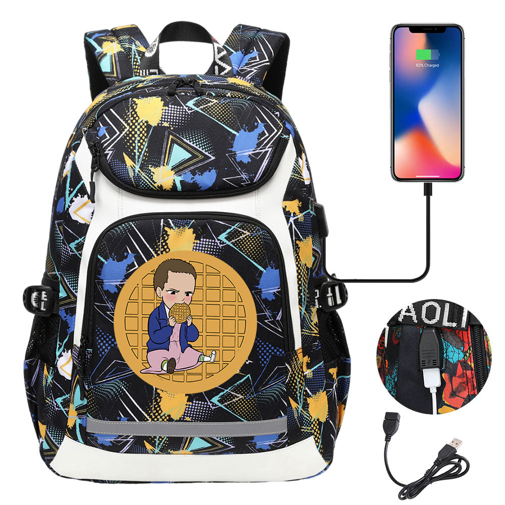 Strangers Things El USB Charging Backpack School NoteBook Laptop Travel Bags