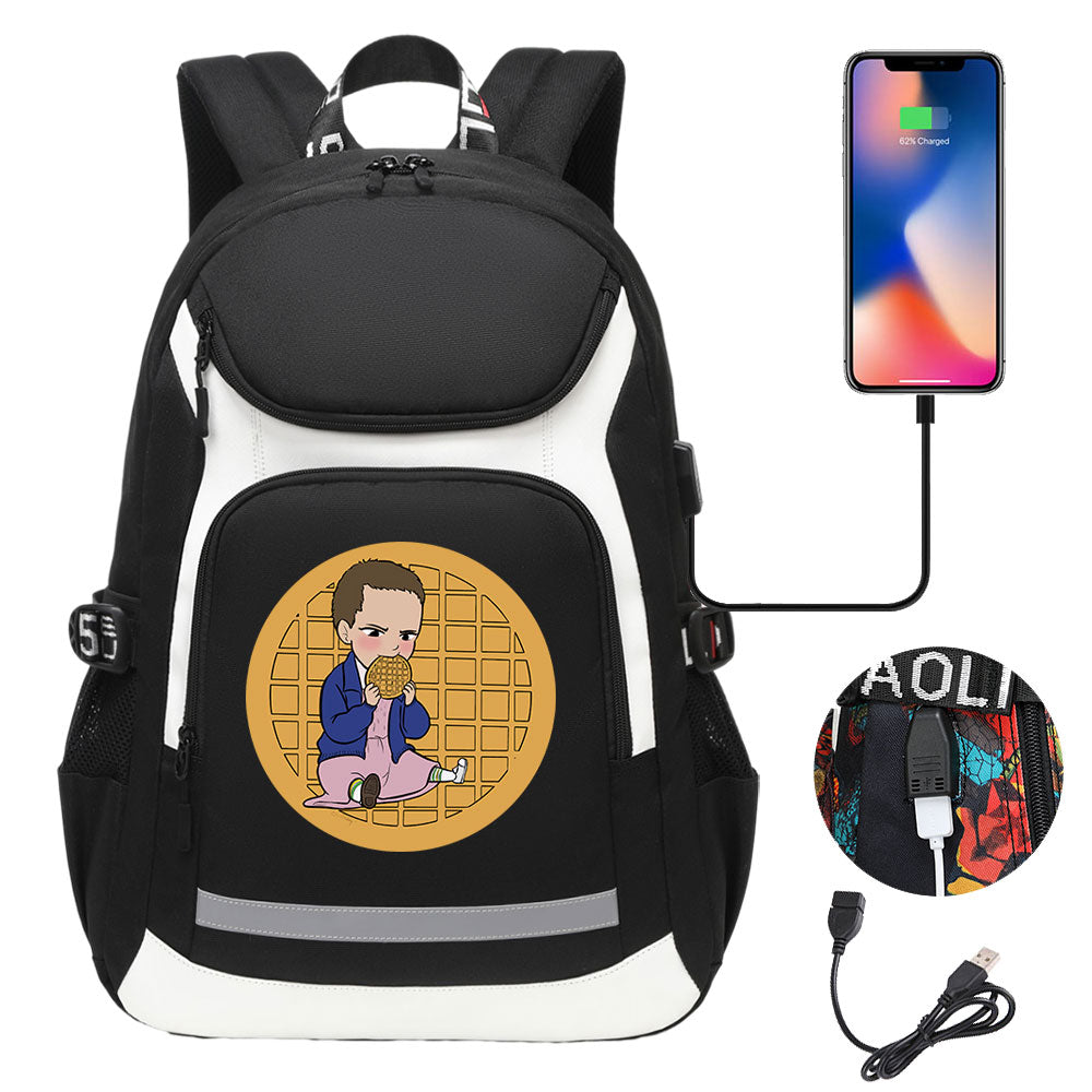 Strangers Things El USB Charging Backpack School NoteBook Laptop Travel Bags