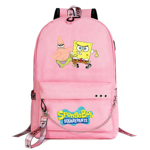 SpongeBob SquarePants  USB Charging Backpack Shoolbag Notebook Bag Gifts for Kids Students