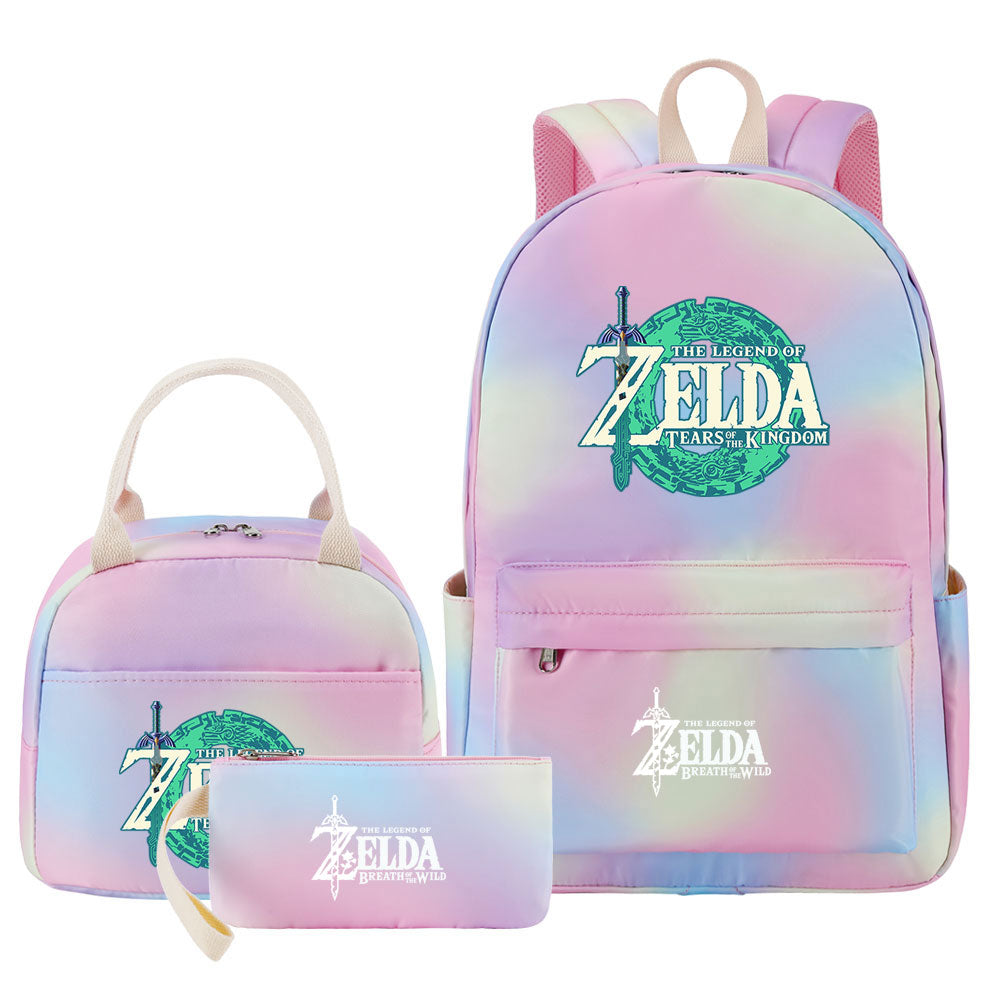 Zelda Pink Starry Sky SchoolBag Backpack Lunch Box Bag Book Pencil Bags 3pcs Set