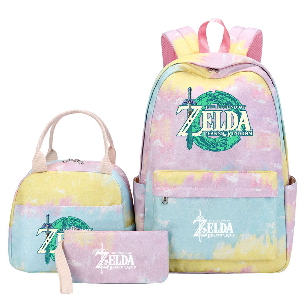 Zelda Pink Starry Sky SchoolBag Backpack Lunch Box Bag Book Pencil Bags 3pcs Set