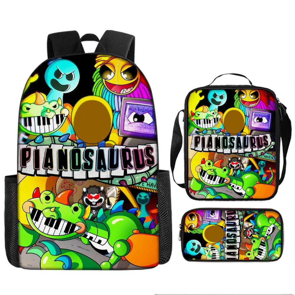 Nightmare Critters Schoolbag Backpack Lunch Bag Pencil Case 3pcs Set Gift for Kids Students
