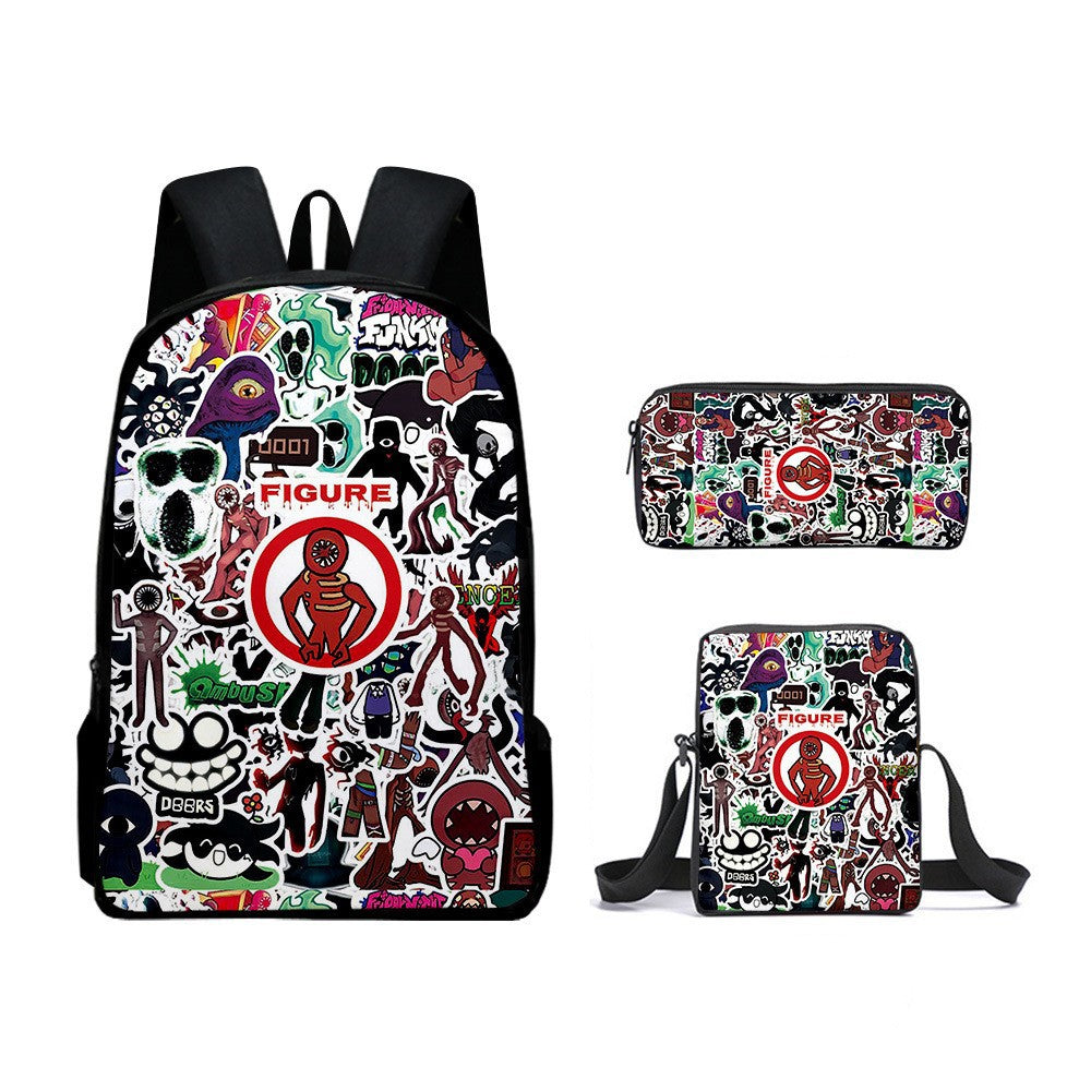 Roblox Doors Schoolbag Backpack Lunch Bag Pencil Case 3pcs Set Gift for Kids Students