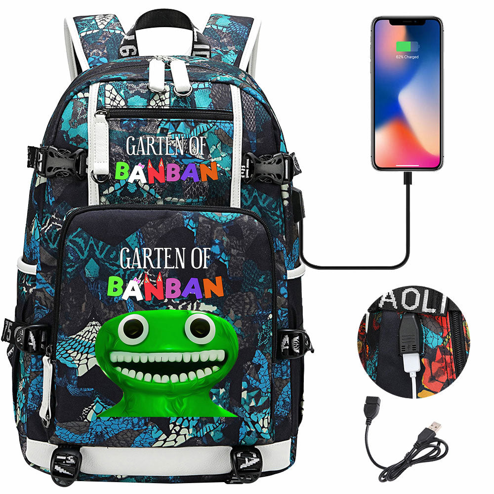 Garten of Banban USB Charging Backpack School NoteBook Laptop Travel Bags