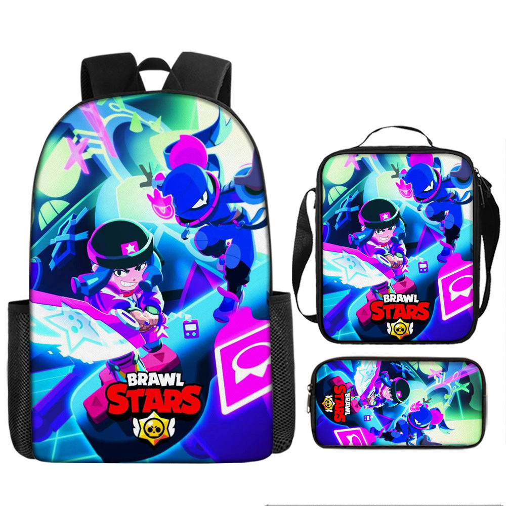 Brawl Stars Schoolbag Backpack Lunch Bag Pencil Case 3pcs Set Gift for Kids Students