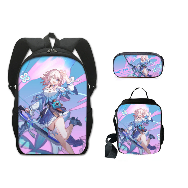 Honkai Impact 3 Schoolbag Backpack Lunch Bag Pencil Case 3pcs Set Gift for Kids Students