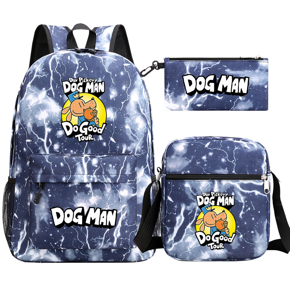 Dog Man School Bag Backpack Shoulder Bag Book Pencil Bags  3pcs Set
